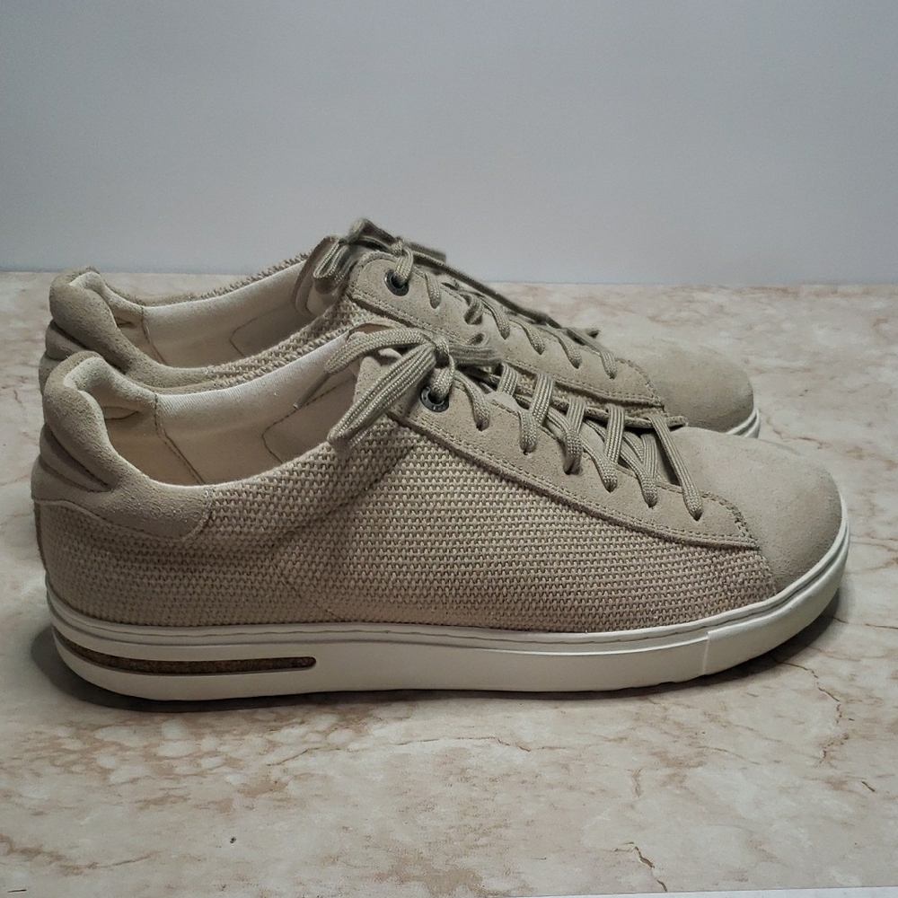 Birkenstock Women"s Beige Suede And Canvas Sneakers Size 5 - Picture 3 of 6